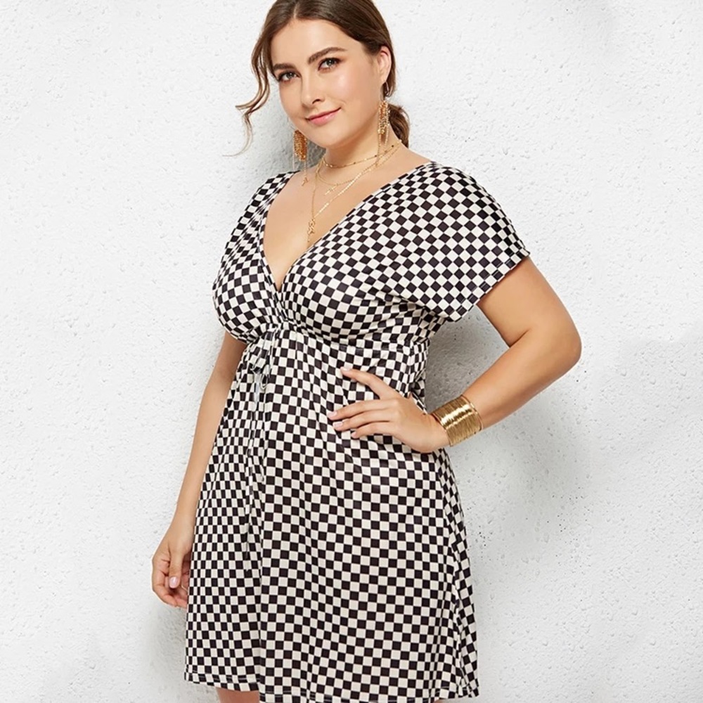 NEW Check black and white plus size Sundress - Picture 3 of 4